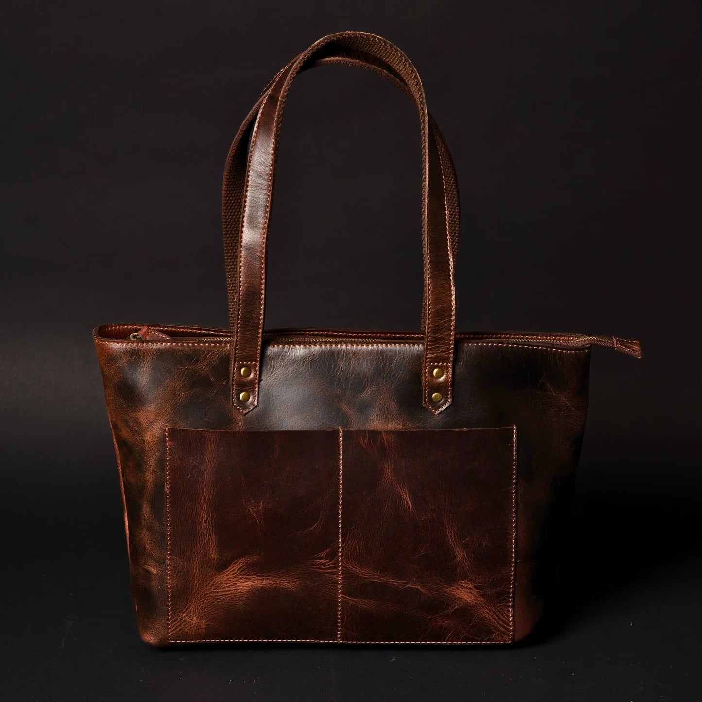Classic Full-Grain Canadian Leather Tote Bag — Black