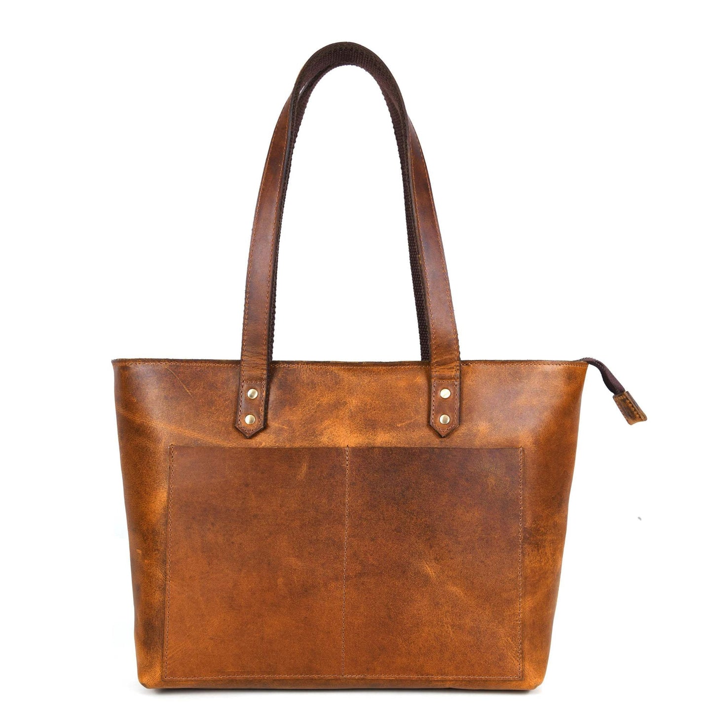 Full-grain Distressed Canadian Leather |Classic Brown Leather Tote Bag