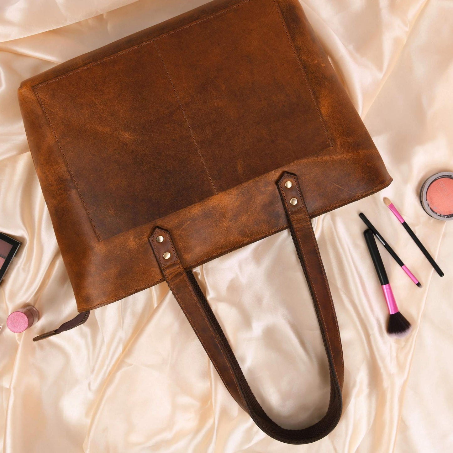 Classic Full-Grain Canadian Leather Tote Bag — Cognac
