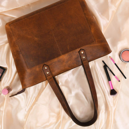 Classic Full-Grain Canadian Leather Tote Bag — Cognac