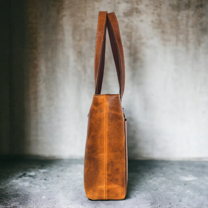 Classic Full-Grain Canadian Leather Tote Bag — Cognac