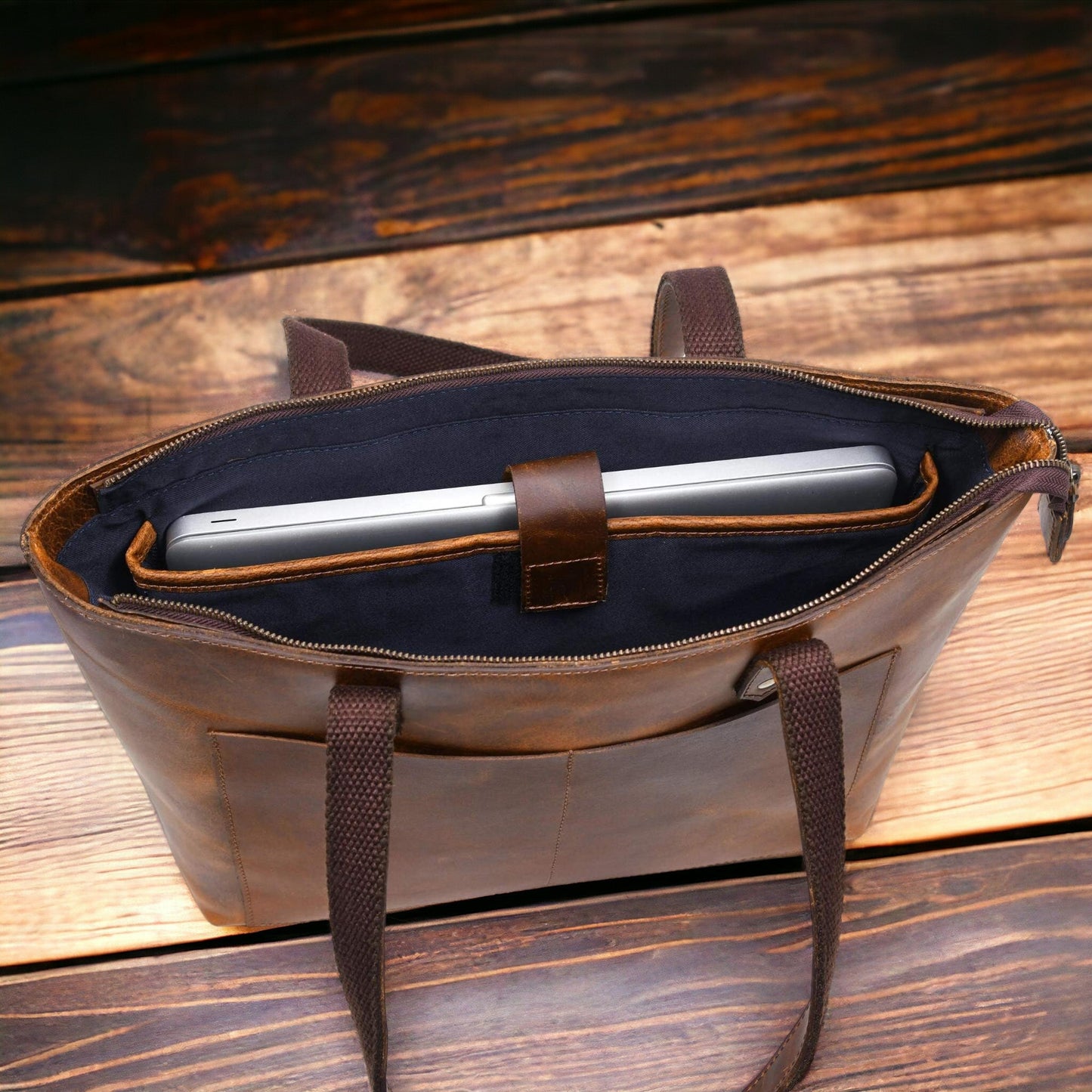 Classic Full-Grain Canadian Leather Tote Bag — Cognac