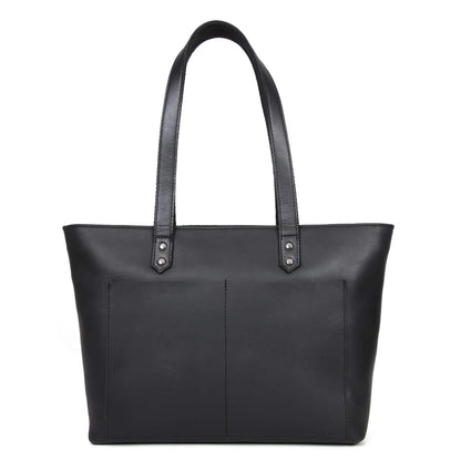 Classic Full-Grain Canadian Leather Tote Bag — Black