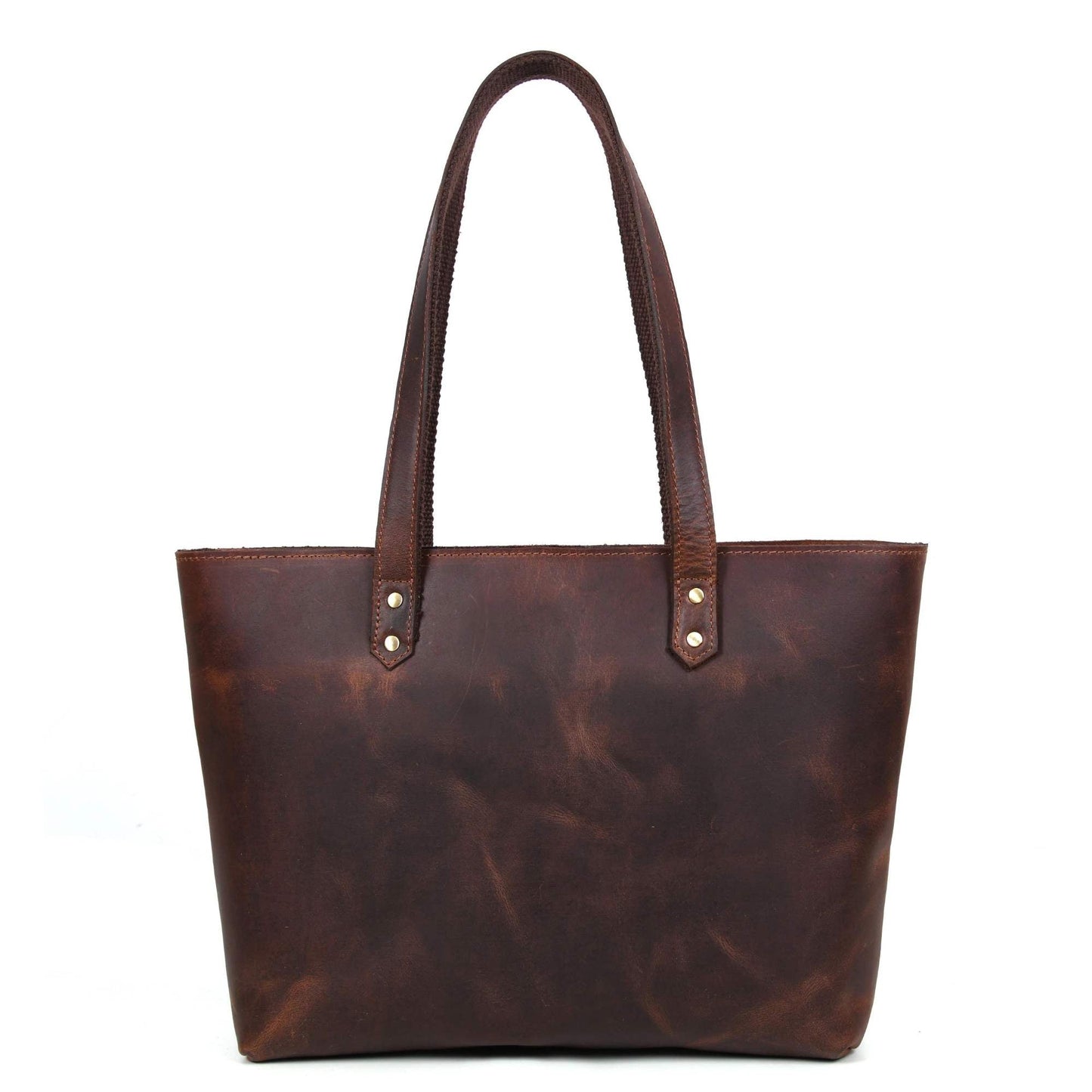 Full-grain Distressed Canadian Leather |Classic Brown Leather Tote Bag