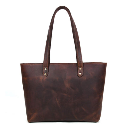 Full-grain Distressed Canadian Leather |Classic Brown Leather Tote Bag