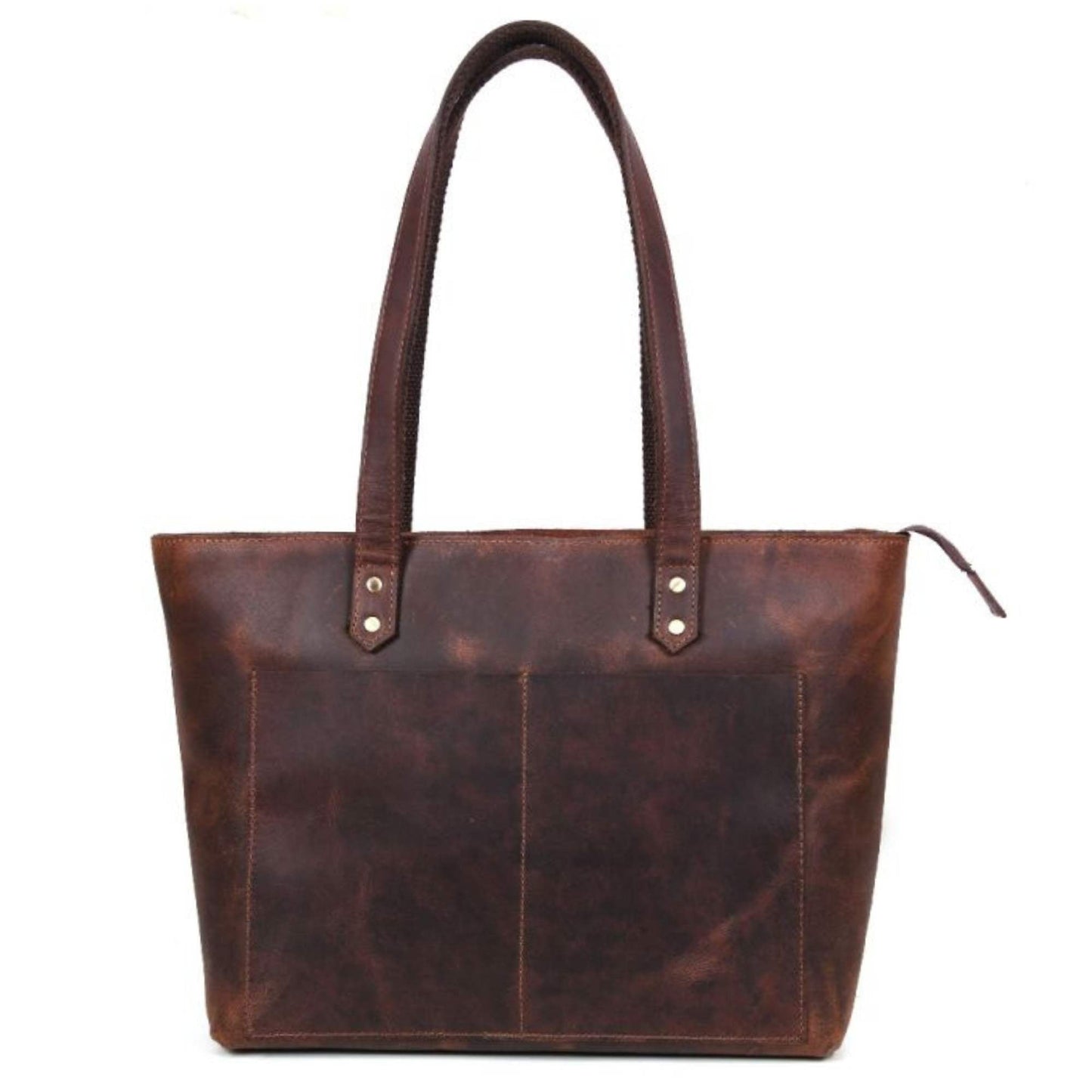 Full-grain Distressed Canadian Leather |Classic Brown Leather Tote Bag