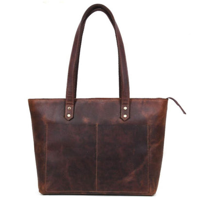 Full-grain Distressed Canadian Leather |Classic Brown Leather Tote Bag