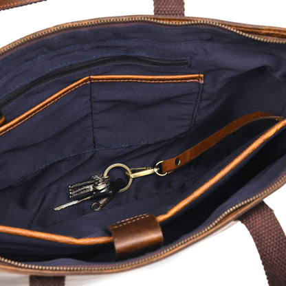 Classic Full-Grain Canadian Leather Tote Bag — Cognac