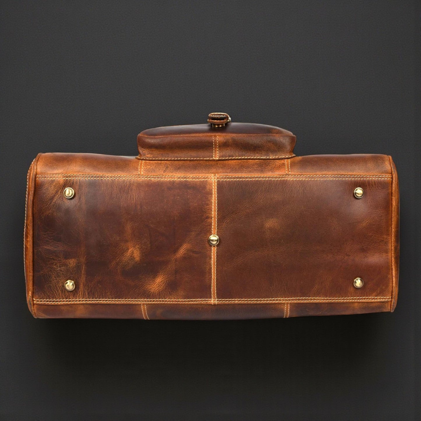 The Voyager Duffle — Cognac Full-Grain Distressed Canadian Leather Duffle Bag