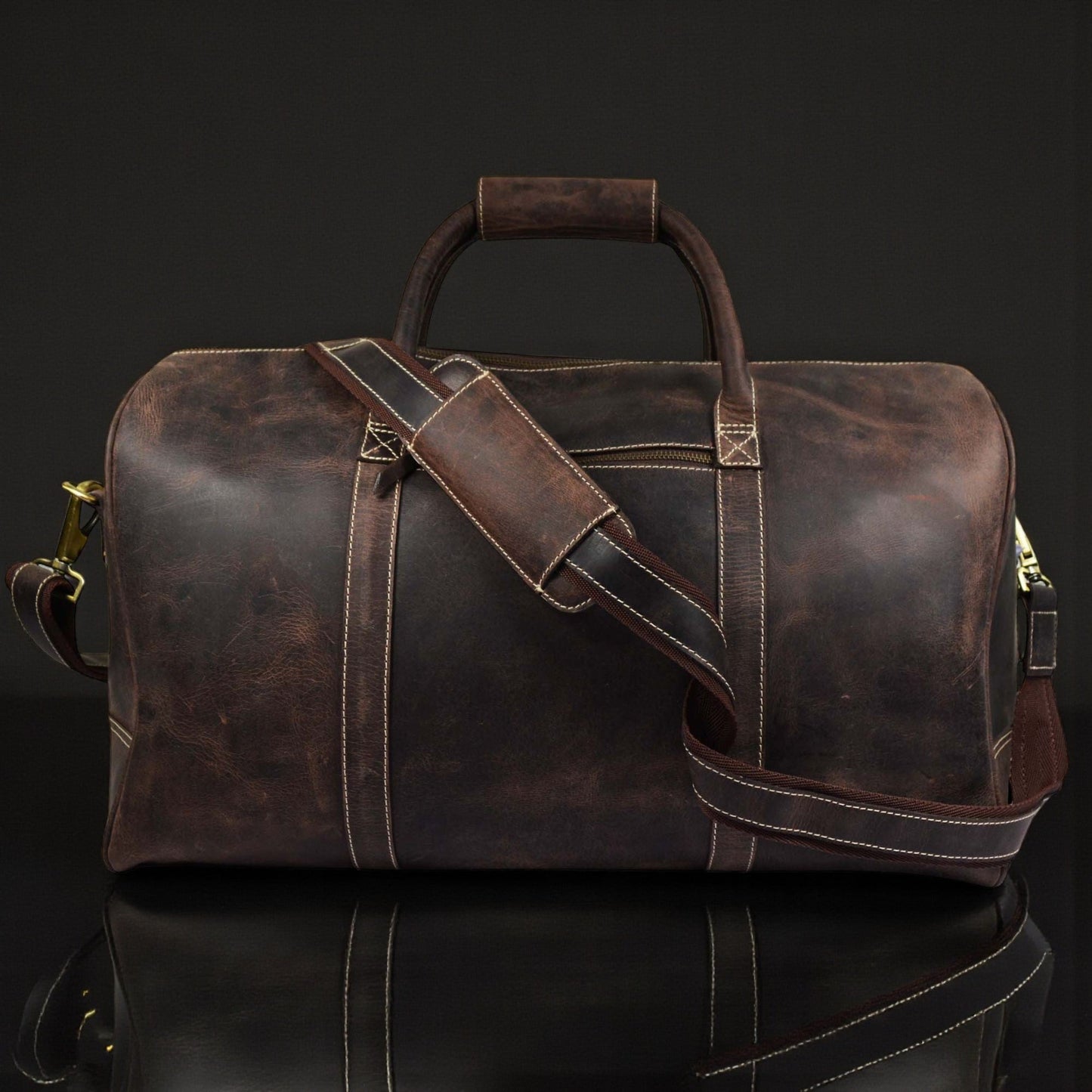 The Wayfarer Bag — Brown Full-Grain Canadian Leather Duffle Bag