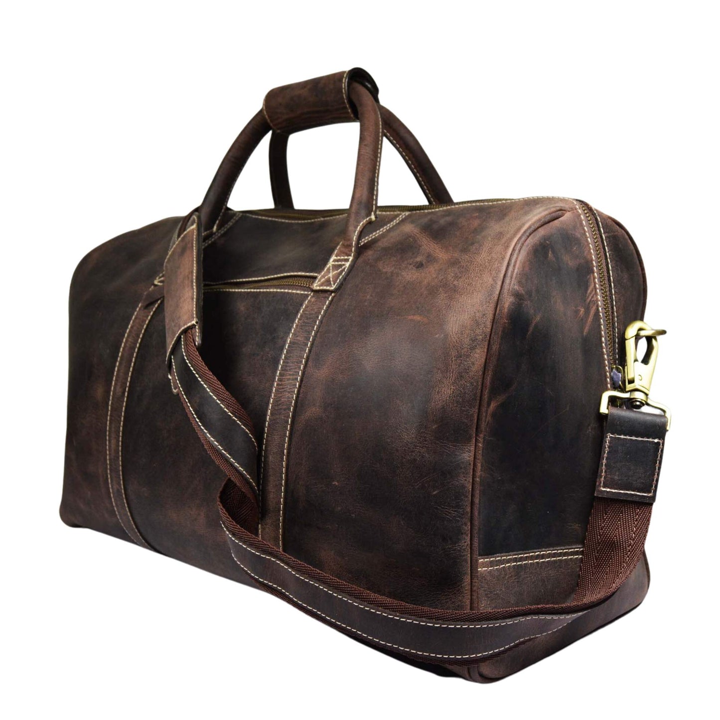 The Wayfarer Bag — Brown Full-Grain Canadian Leather Duffle Bag