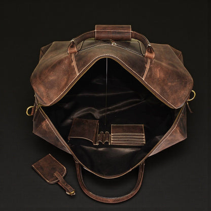 The Wayfarer Bag — Brown Full-Grain Canadian Leather Duffle Bag
