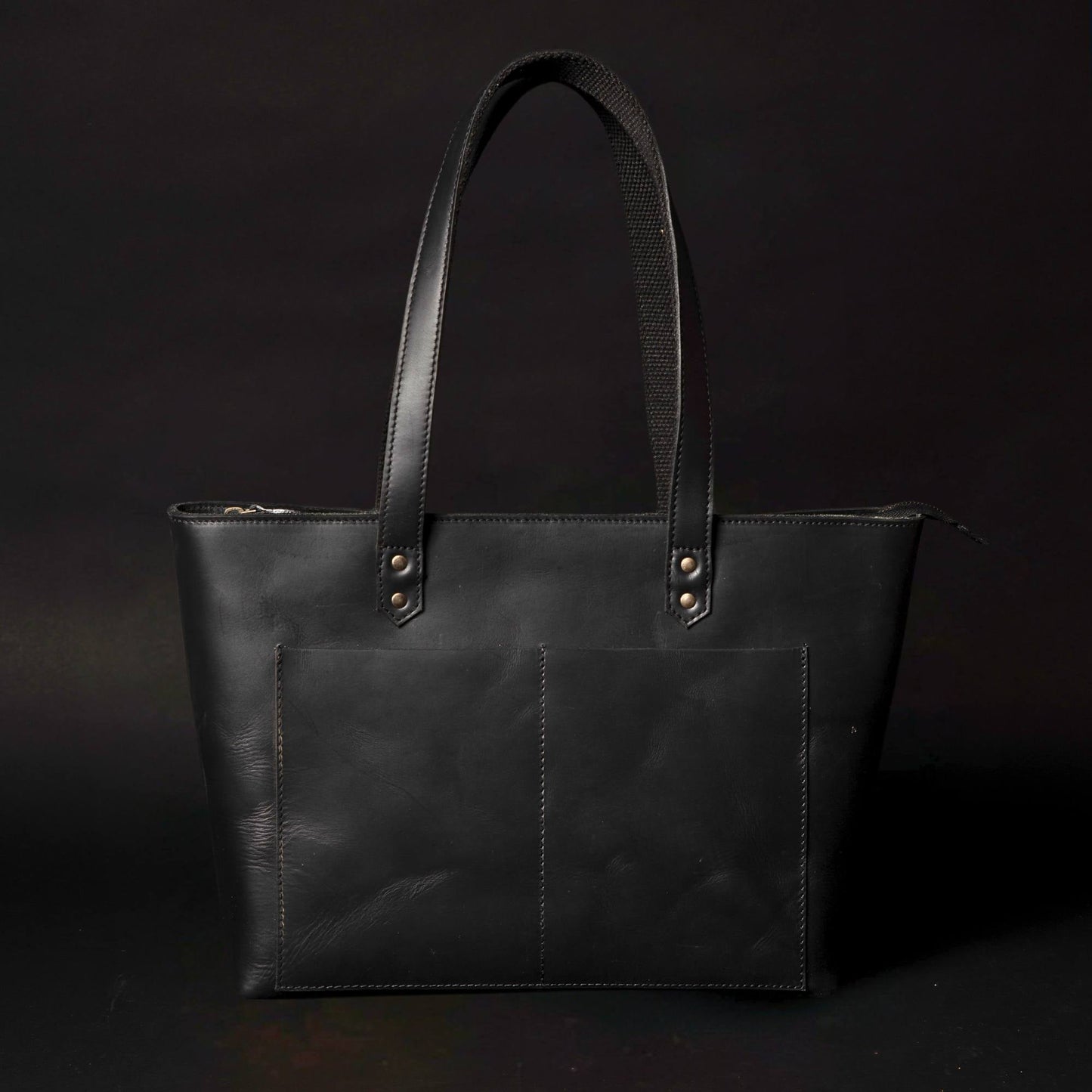 Classic Full-Grain Canadian Leather Tote Bag — Black
