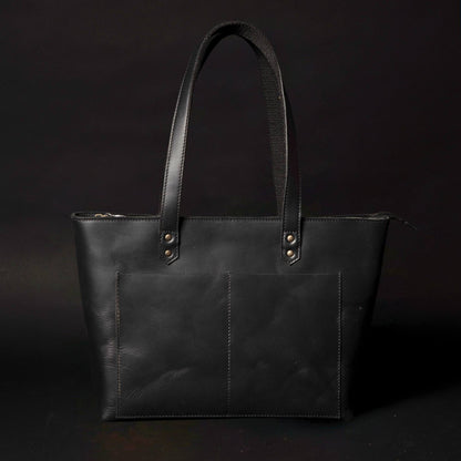 Classic Full-Grain Canadian Leather Tote Bag — Black
