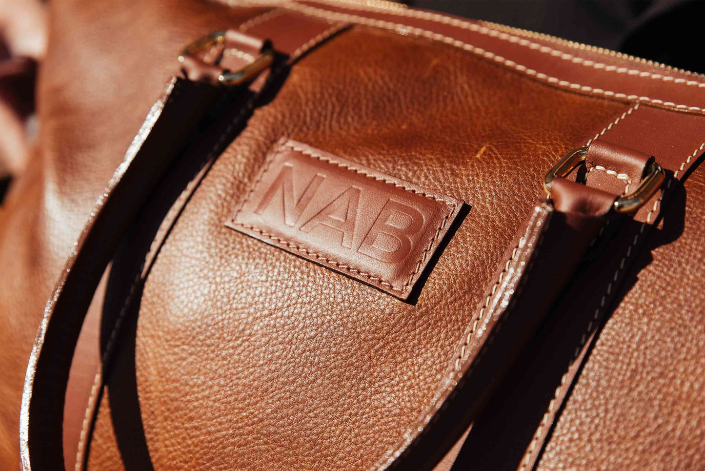 The Shield Duffle — Cognac Full-Grain Canadian Leather Duffle Bag