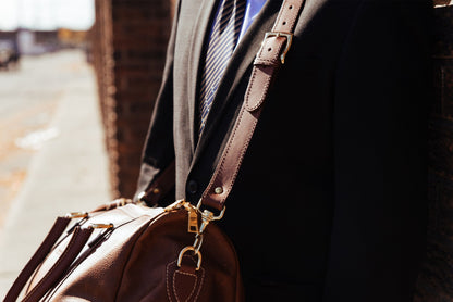 The Shield Duffle — Cognac Full-Grain Canadian Leather Duffle Bag