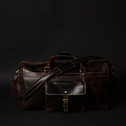 The Voyager Duffle — Brown Full-Grain Distressed Canadian Leather Duffle Bag