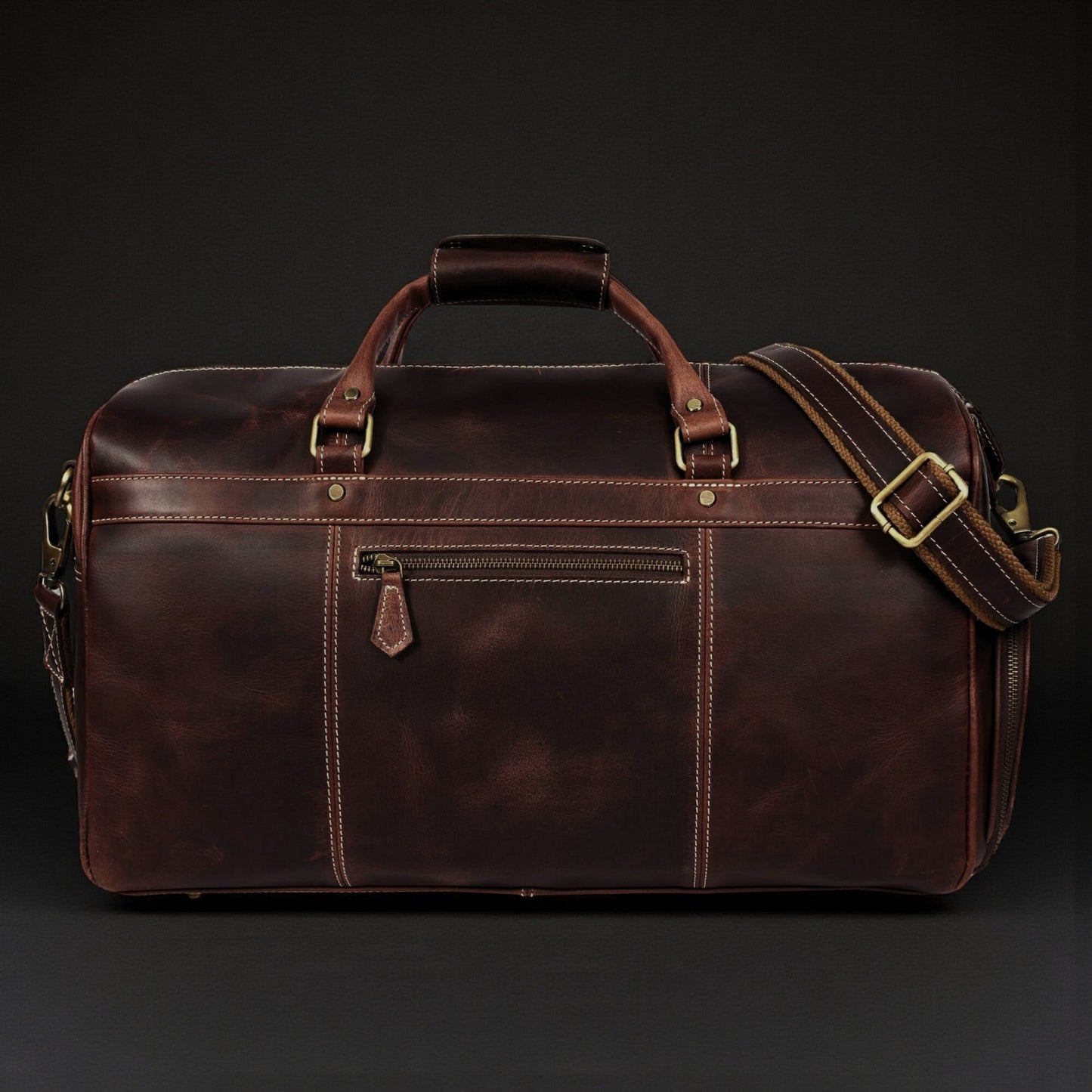The Voyager Duffle — Brown Full-Grain Distressed Canadian Leather Duffle Bag