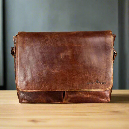 The Greenwood — Full-Grain Waxed Leather Briefcase