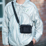 black affordable men's phone case bag worn crossbody with adjustable strap and multiple compartments