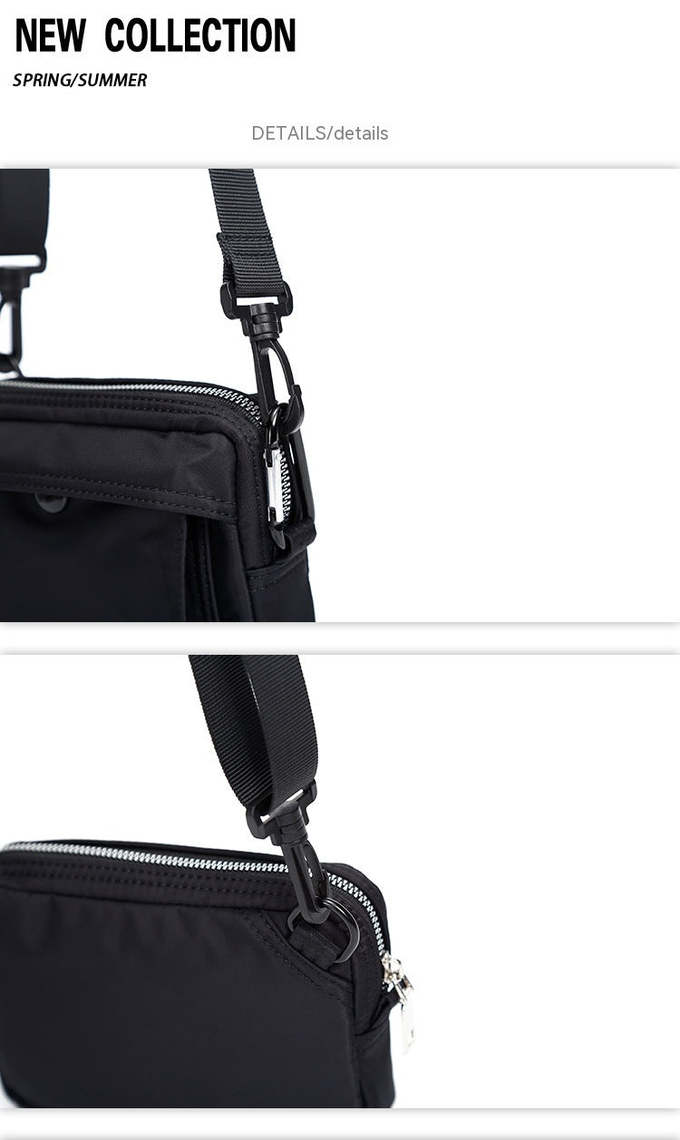 black wallet and affordable men's phone case bag with adjustable strap and zipper closure