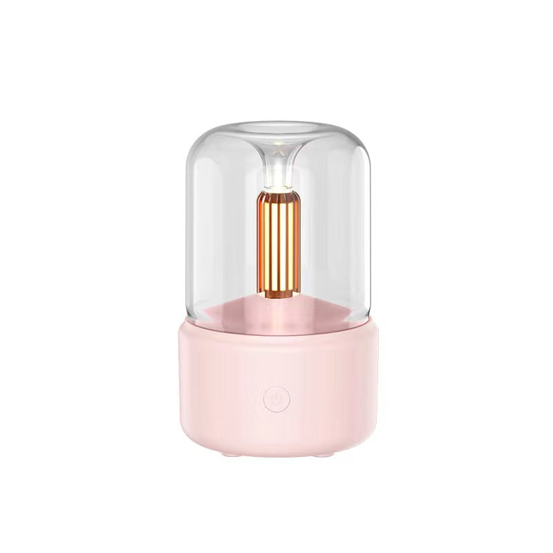 120ml LED nightlight humidifier in pink with glass dome and gold filament LED for bedroom