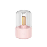 120ml LED nightlight humidifier in pink with glass dome and gold filament LED for bedroom