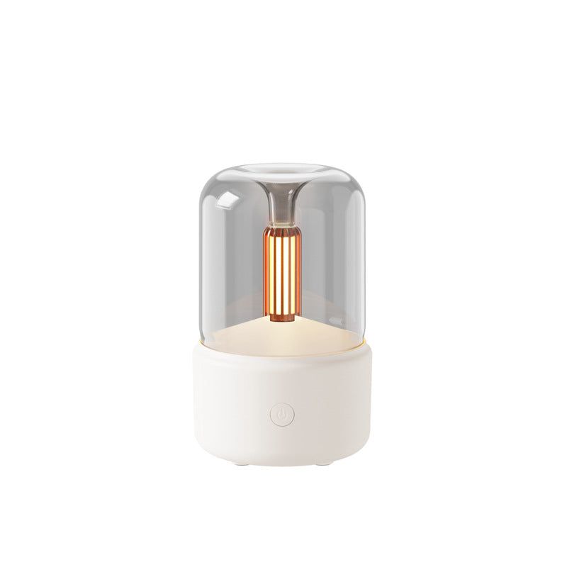 120ml LED nightlight humidifier with glass dome and warm filament light for bedside use