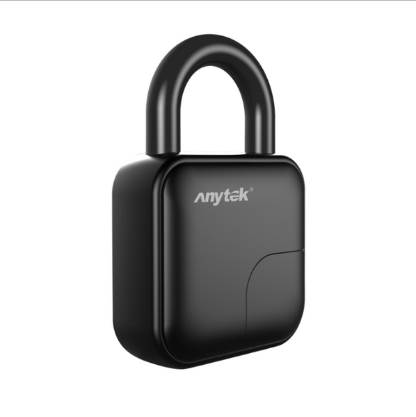 Black heavy-duty digital weatherproof fingerprint keyless padlock for outdoor 500kg tension compact shackle