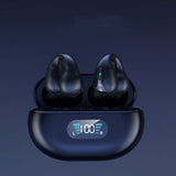 Bluetooth 5.3 HIFI bone conduction earbuds black with digital charging case and LED battery display