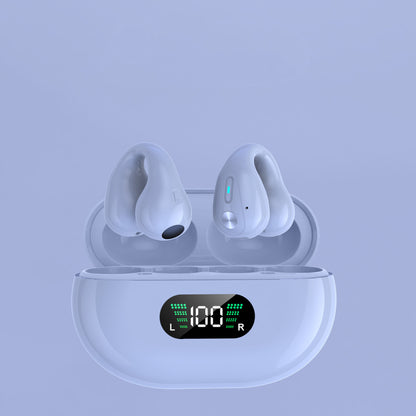 Bluetooth 5.3 HIFI bone conduction earbuds white with charging case LED display digital battery