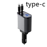 Four-in-One 120W fast car charger for iPhone and Galaxy. dual USB-C two USB-A ports LED display car charger plug