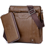 One Shoulder Men's Leather Crossbody Business Briefcase