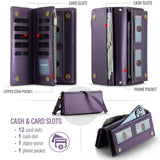 Multifunctional Universal Wallet/Phone Leather Case | Secure Pockets | 12 Card Slots