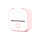Bluetooth mini thermal label printer in pink and white design for easy labelling at home or office
