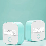 Bluetooth mini thermal label printer in turquoise with an easy-to-use design for efficient labelling