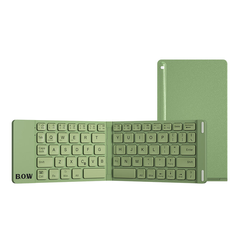 Compact Folding Bluetooth Keyboard and Mouse in Olive Green for Travel and Convenience