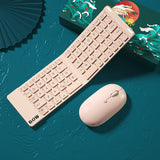 Compact folding Bluetooth keyboard and mouse in pink with ergonomic design for easy portability