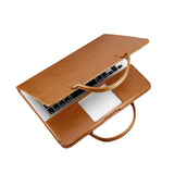 Brown Leather Business Laptop Bag with Handle and Stylish Design for Professionals