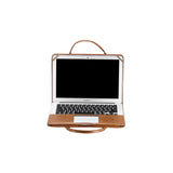 Business Laptop Bag in Brown Leather with Hand Strap for Professionals On-the-Go
