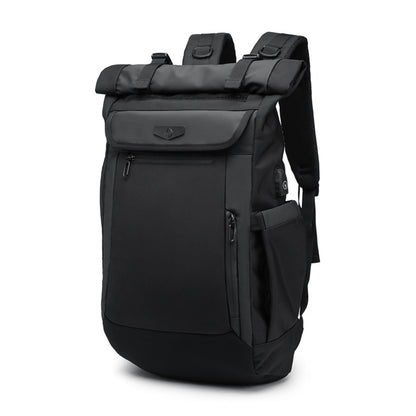 business travel laptop backpack in sleek black design with multiple compartments