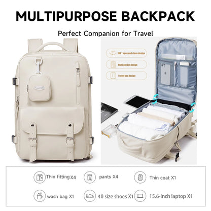 15.6-inch business travel backpack for women with multiple compartments for organized packing