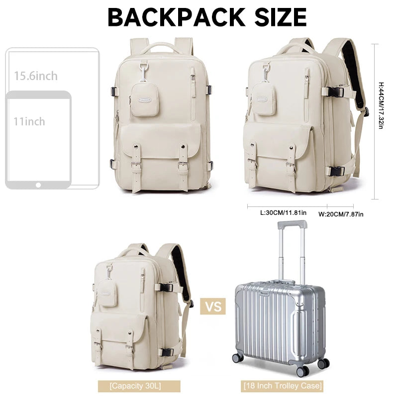 15.6-inch business travel backpack for women with spacious compartments and stylish design