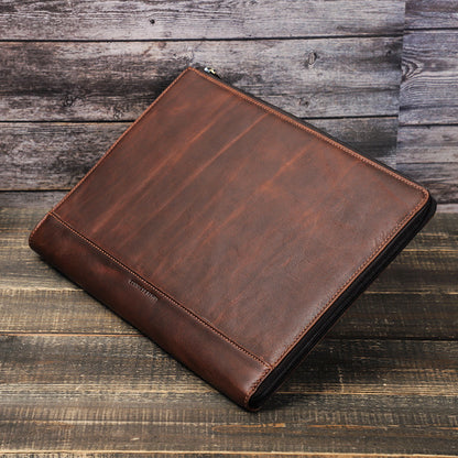 Crazy Horse Leather Laptop Bag with a sleek design and durable exterior for stylish protection