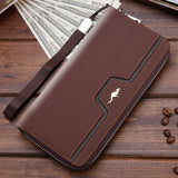 Men's PU Leather Universal Long Everyday Wallet/Phone Case Zipper-secured