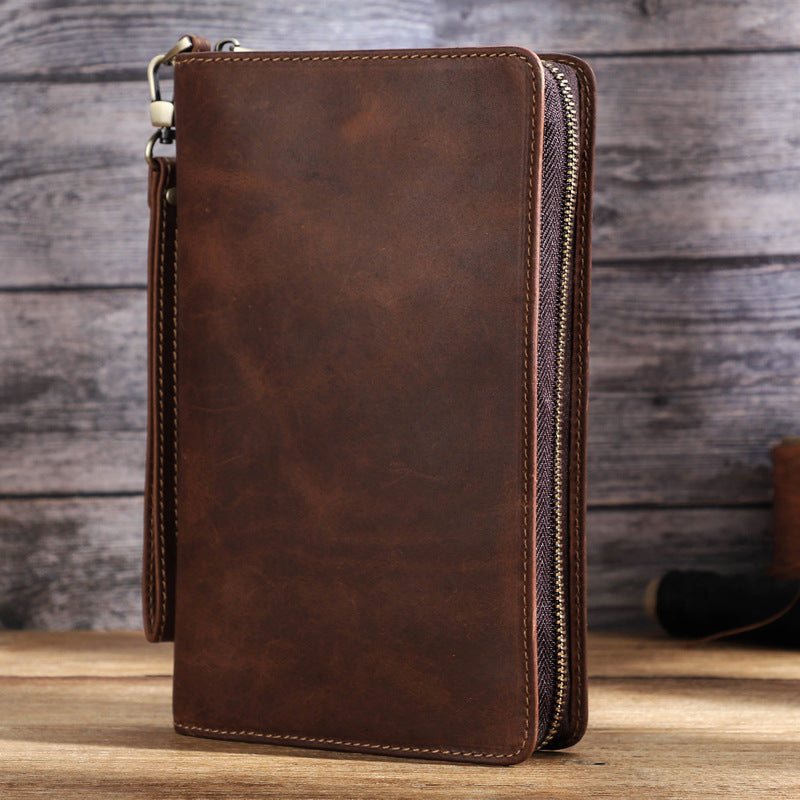 Large Retro 1st layer Cowhide Real Leather wear-resistant Business/Travel Clutch - StoreFour