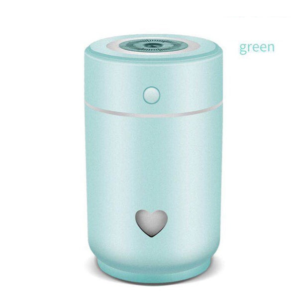 Compact Car Air Purifier in Green with Heart Shaped Vent for Fresh Air on the Go