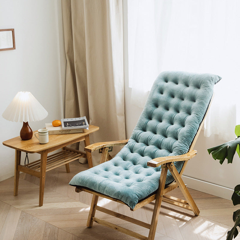 reading chair with tufted blue cushion and wooden frame cozy chair for reading and relaxation
