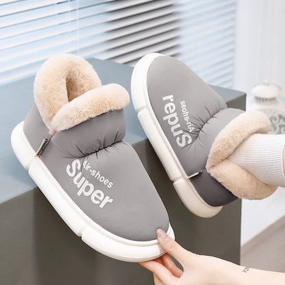 cozy house slippers with fur lining in gray and white winter slippers for indoor warmth