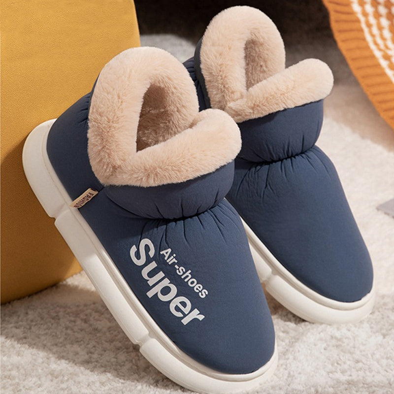 winter slippers navy blue cozy house slippers with fur lining and white soles for indoor comfort